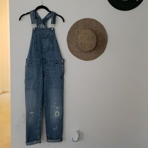 New! Gap XS distressed denim overall